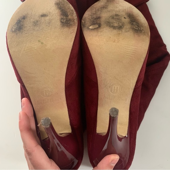 Michael Antonio Over the Knee Burgundy Heeled Suede Boots Size 10 - Picture 4 of 7